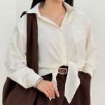 خرید شومیز جلو پاپیون زنانه نگین در 4 قسط