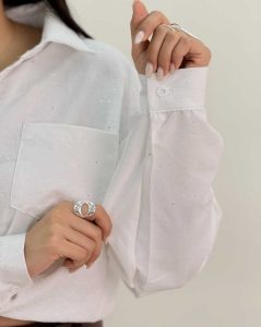 خرید شومیز جلو پاپیون زنانه نگین در 4 قسط